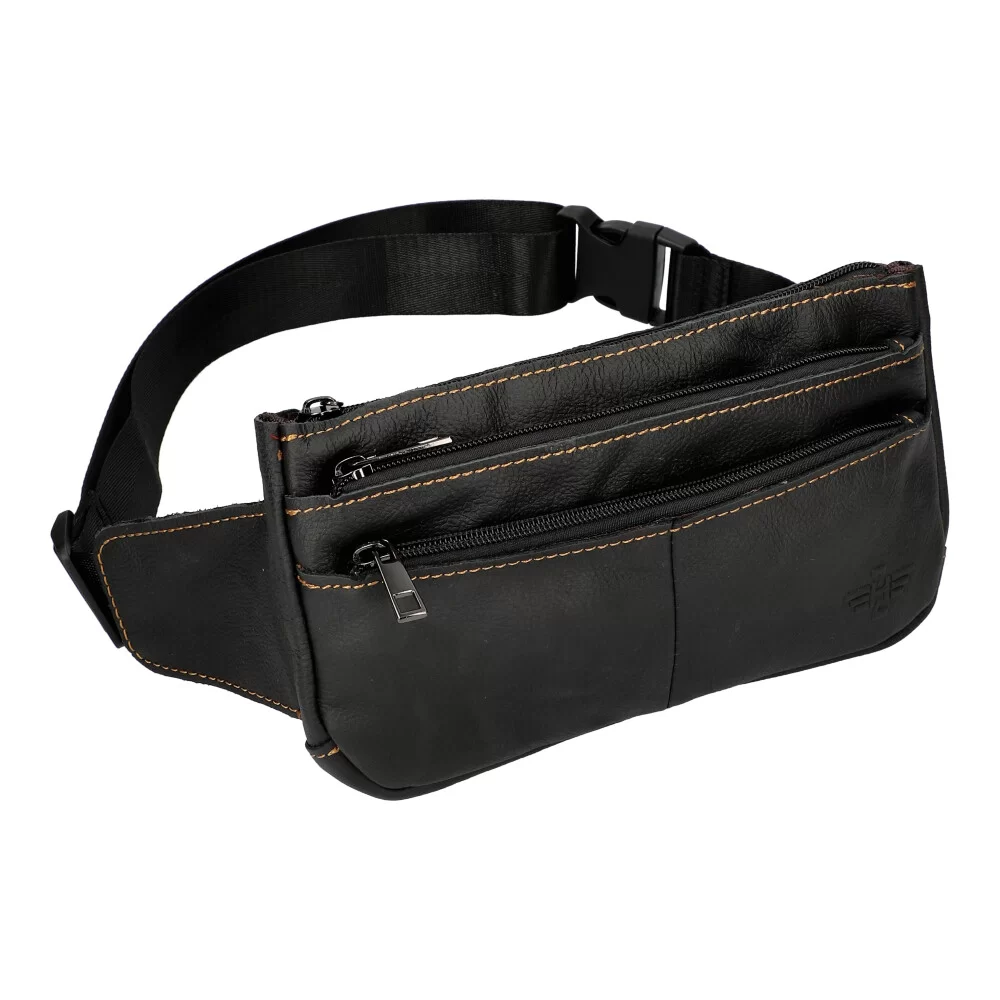 Leather waist bag TV7030 - BLACK - ModaServerPro